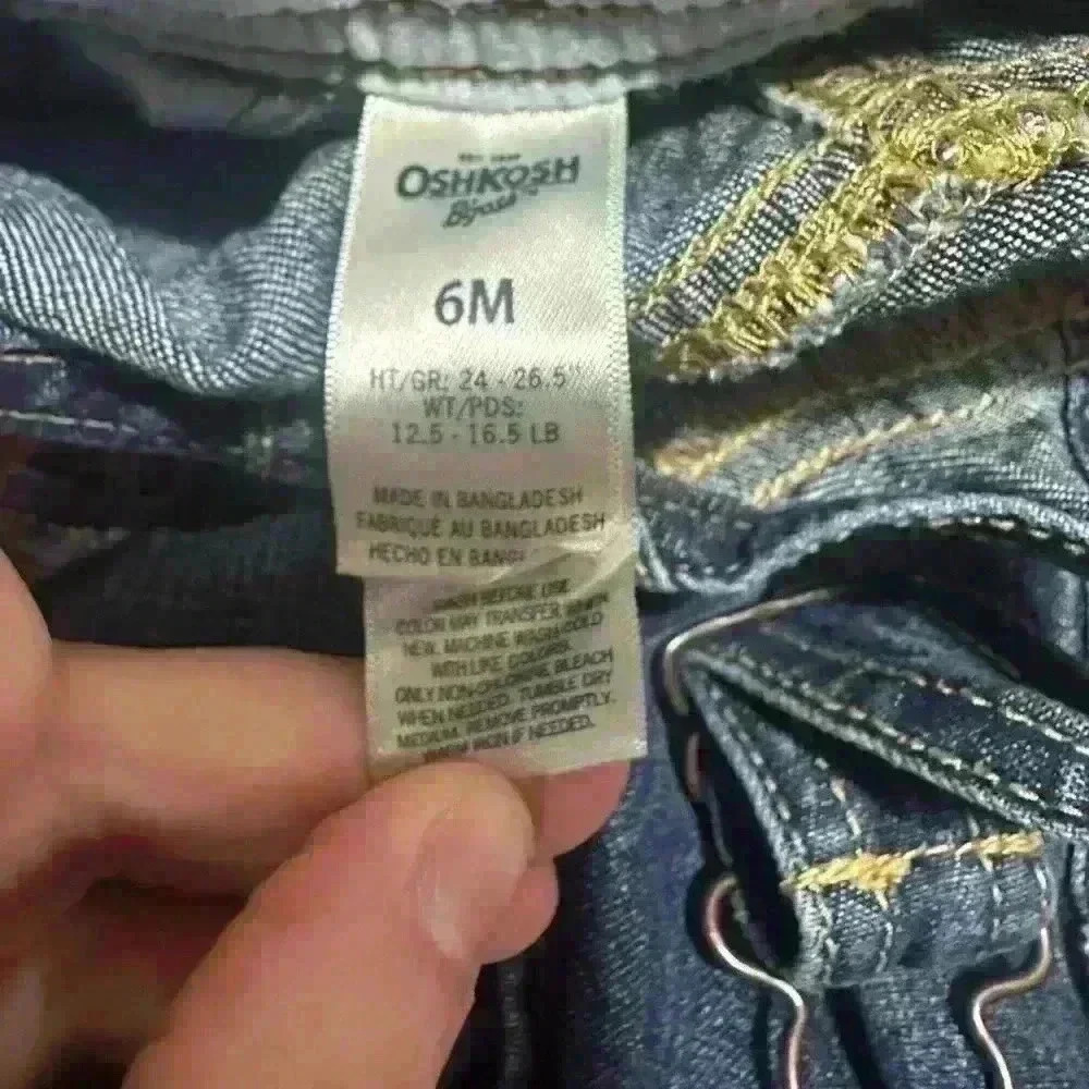 OshKosh B'Gosh Denim Jean Overalls 6mo - Picture 3 of 3